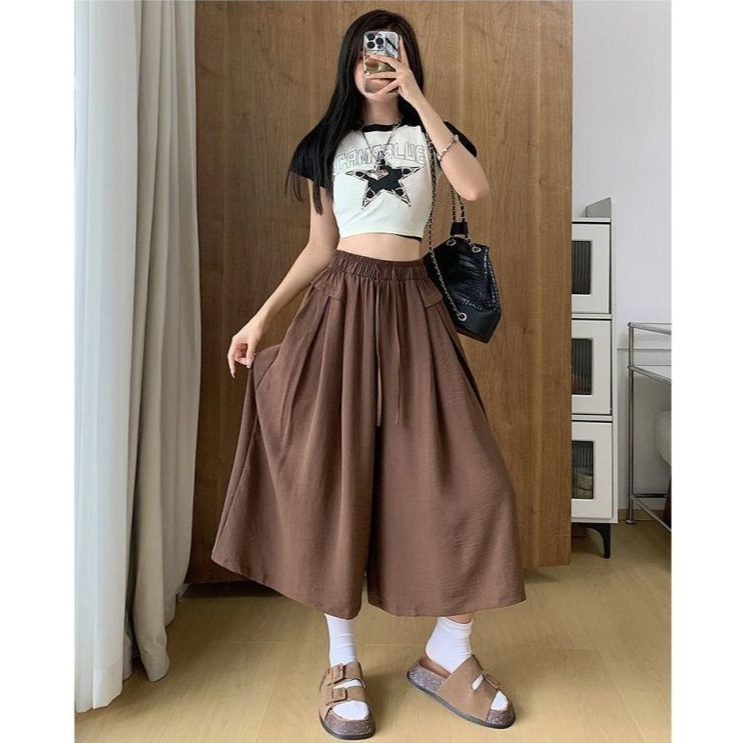 Quần Ống Rộng Nữ, Quần Lửng Nữ Chất Liệu Đũi Xốp Phong Cách Hàn Quốc Cá Tính LQ018