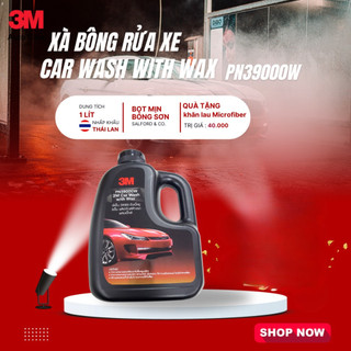 [ Chính hãng] Xà bông rửa xe làm sạch, tăng bóng bề mặt 3M™- Car Wash With Wax PN39000W - 1L