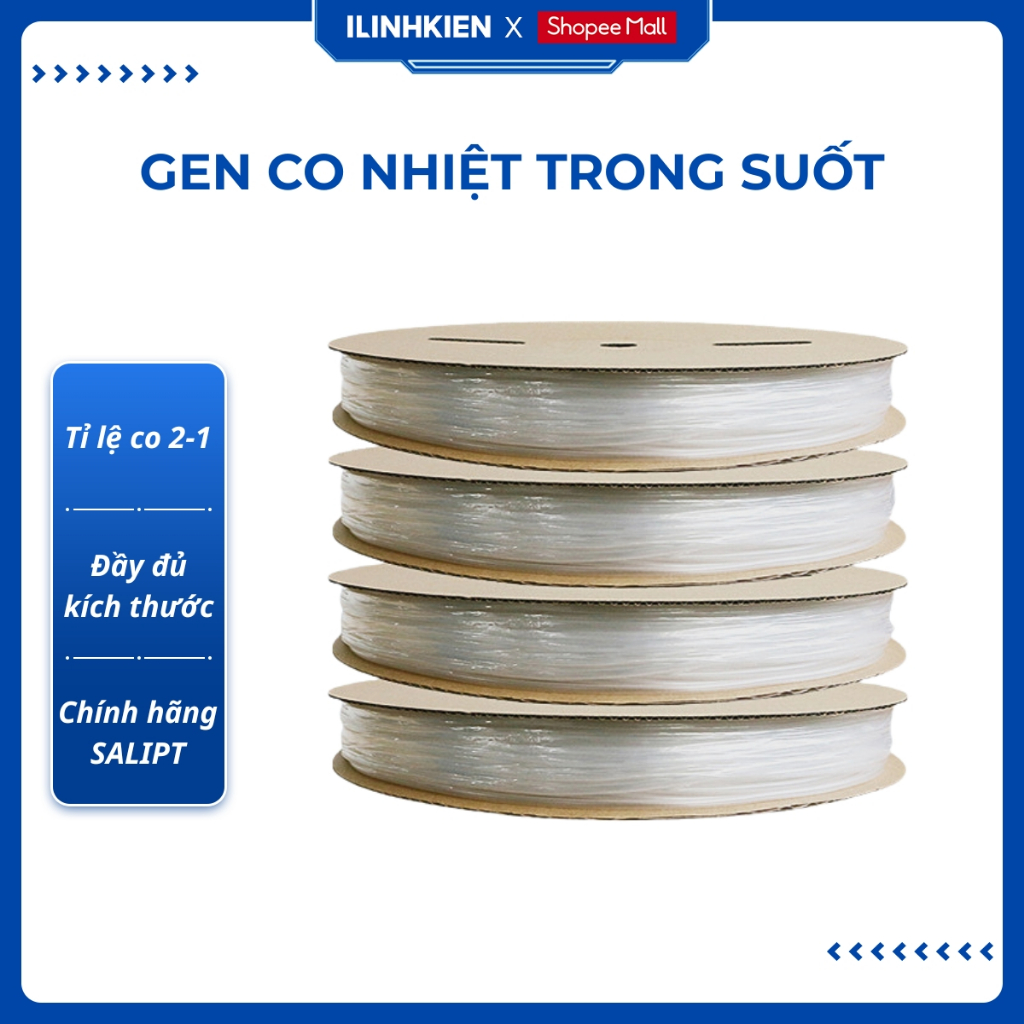 Gen co nhiệt trong suốt cách điện 10mm-30mm dài 5 mét chất lượng tốt ILinhkien
