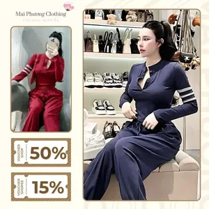 A151 Set Bộ Đồ Nữ Sang Chảnh Cá Tính Áo Dài Tay Mix Quần Dài Chun Gấu size 40-65kg SET THOME CỔ TRỤ DÀI TAY