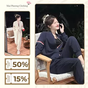 A152 Set Bộ Đồ Nữ Thu Đông Sang Chảnh Cá Tính 40-55kg SET CADIGAN DÂY THOME ĐỎ XANH ÁO BAMBOO QUẦN DÀI BO GẤU