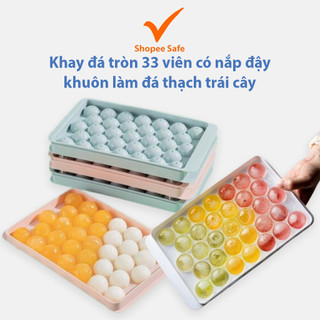 Khay đá tròn 33 viên có nắp đậy khuôn làm đá thạch trái cây hình bi tiện lợi
