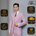 Bộ Suit nam thiết kế hồng caro ve nhọn một hàng khuy MRV463 — ảnh 1
