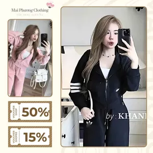 A183 SET DAS KHÓA MŨ HỒNG ĐEN KLE Set Bộ Đồ Nữ Thu Đông Sang Chảnh Chất Nỉ Dày Ấm Áp 2 Size 40-65kg