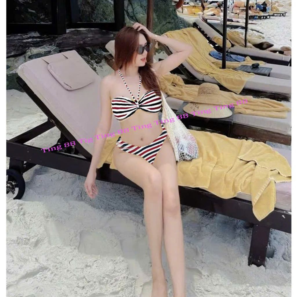 Bikini 2 Mảnh Kẻ Sọc Ngang Nâng Ngực Có Mút - Thiết Kế Sexy Gợi Cảm - Đồ Bơi TingTing 88