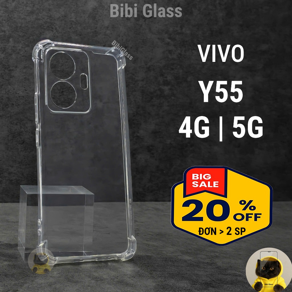 Ốp lưng Vivo Y55 4G 5G Silicon nhựa dẻo trong suốt cao cấp chống sốc cạnh vuông va đập bảo vệ camera
