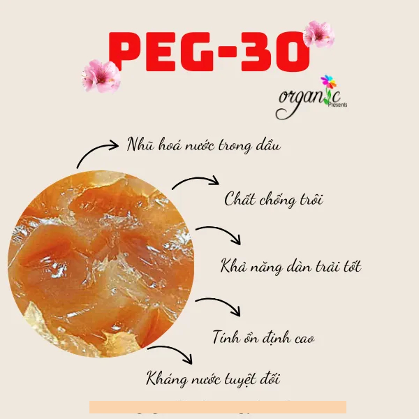 PEG-30 Dipolyhydroxysteararte (PEG-30 - CHẤT NHŨ HOÁ W/O & CHỐNG TRÔI)