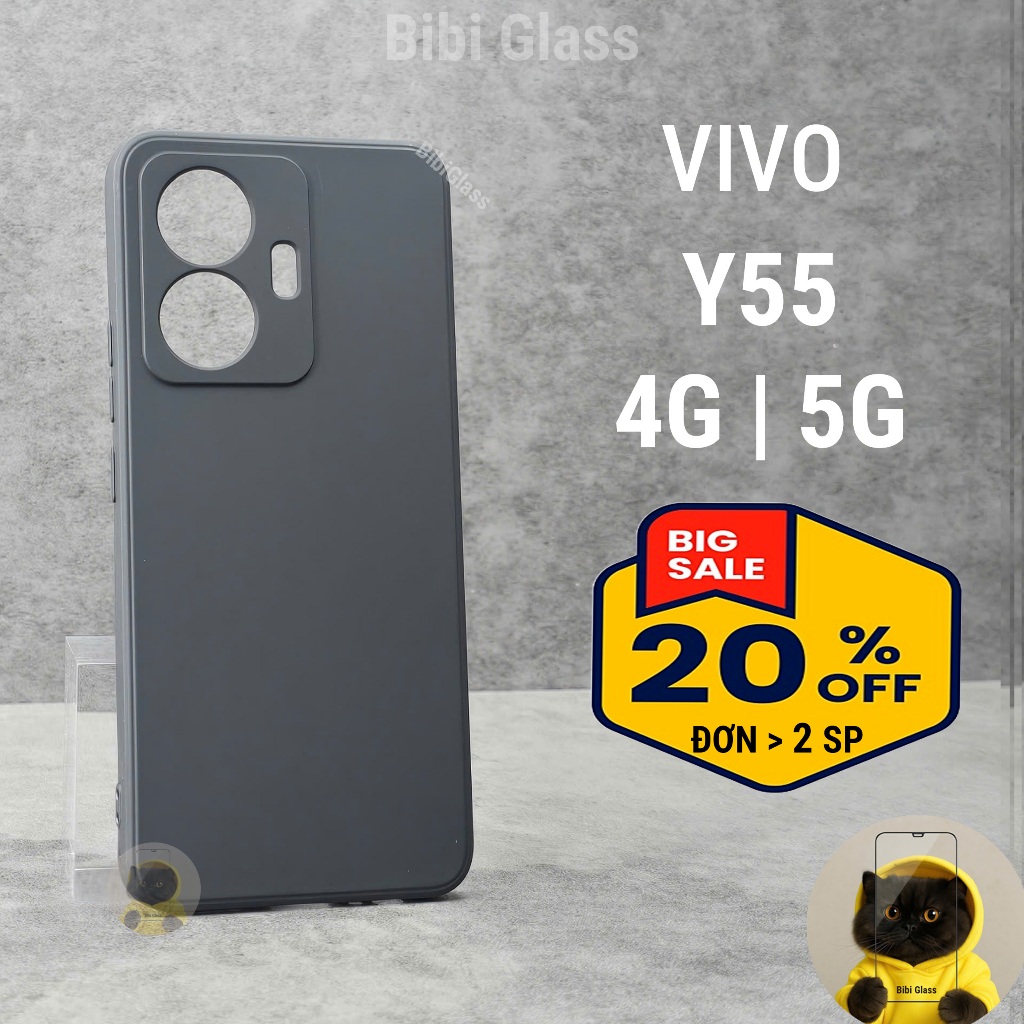 Ốp lưng Vivo Y55 4G 5G bảo vệ cam điện thoại toàn diện cạnh vuông nhựa dẻo tpu bibi glass