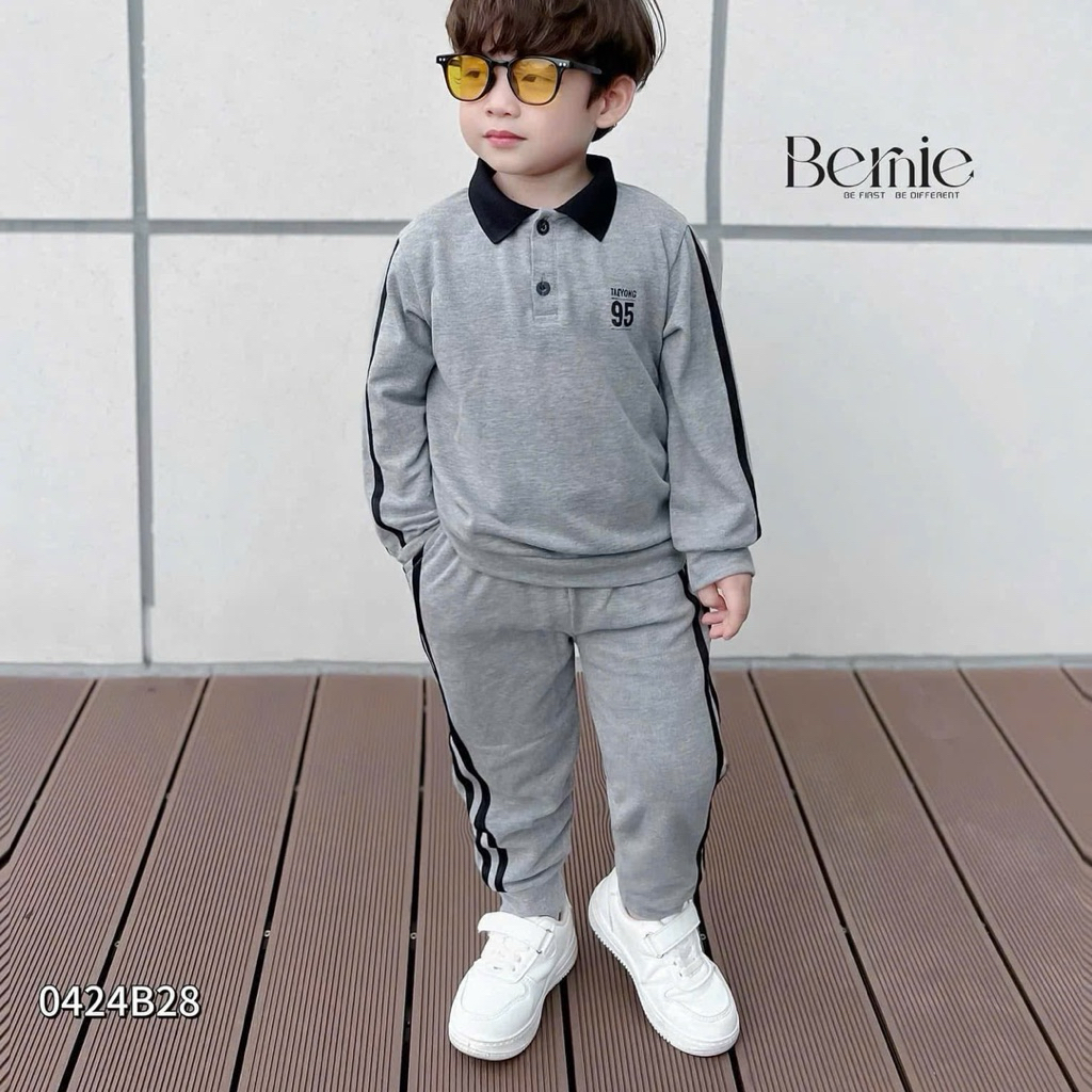 Bộ Dài Tay Bé Trai Bernie Size 80-130 (9-24kg) – Đồ Thu Đông Trẻ Em Mềm Mại