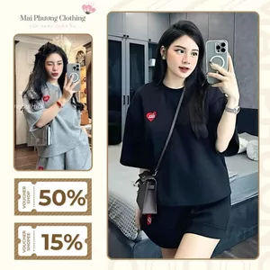 Bộ đồ nữ áo cổ tròn tay lỡ kèm quần đùi ống rộng TP503