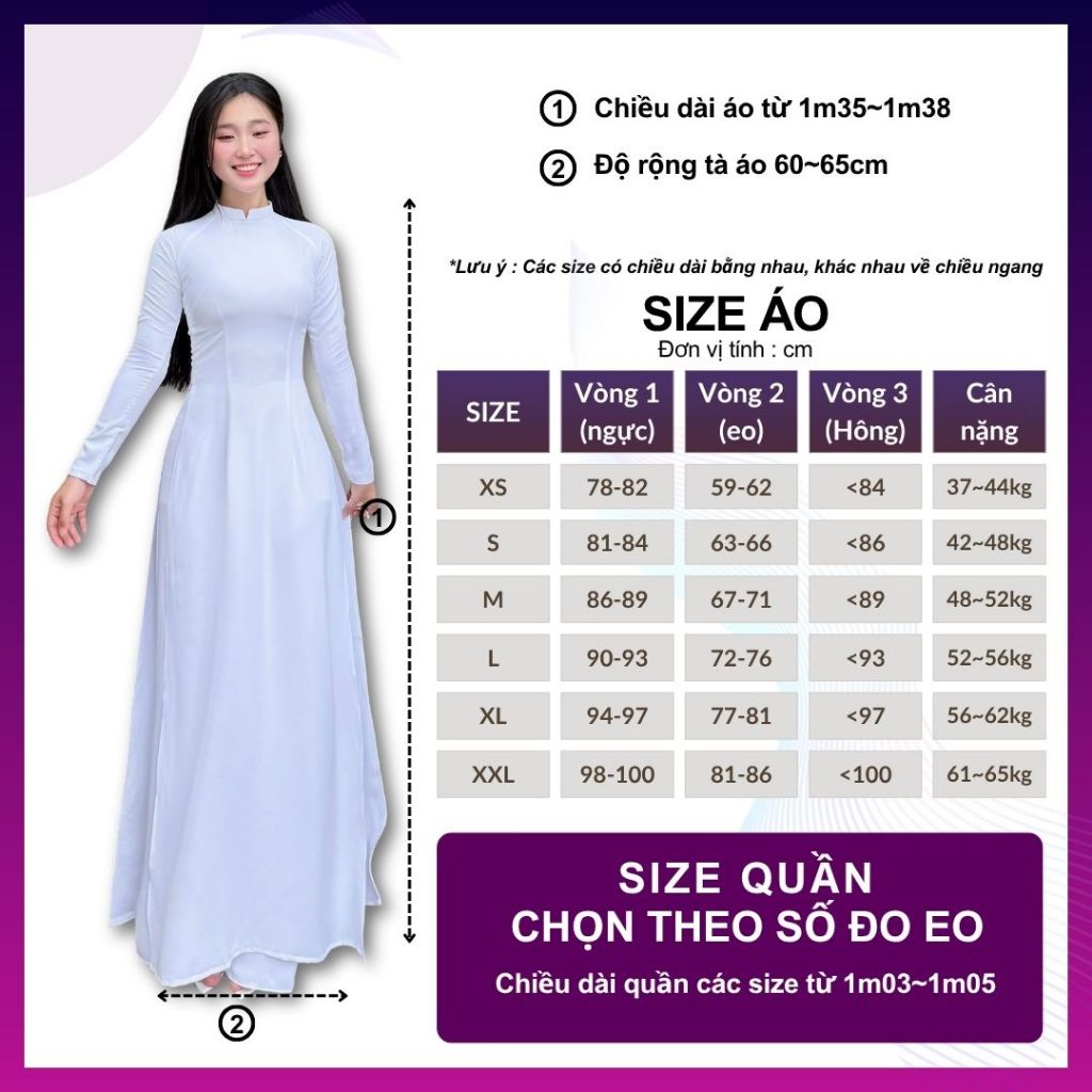 [TAY DÀI] Áo dài trắng học sinh cấp 3, cổ  V, tay dài,tà chữ A truyền thống, chất liệu lụa Mỹ - Trang Lily Áo Dài