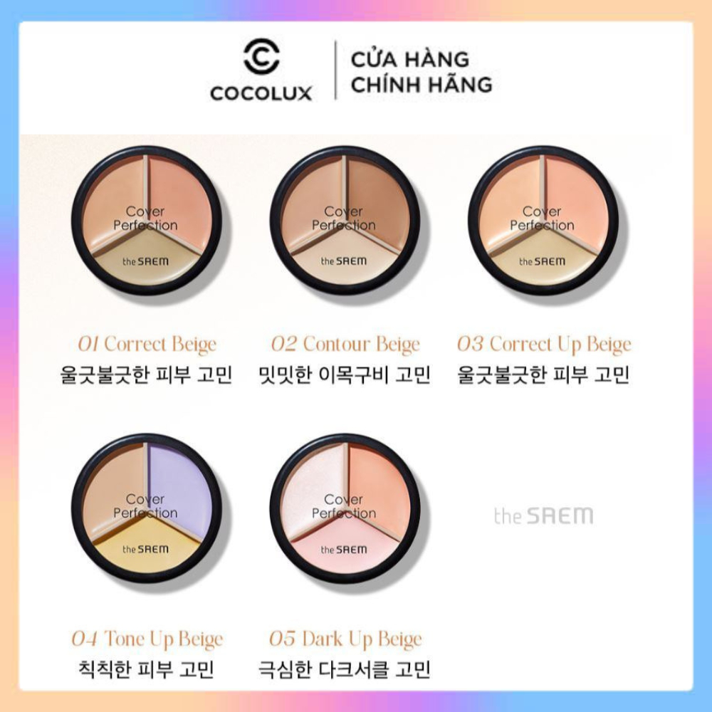 Che Khuyết Điểm The Saem Cover Perfection Triple Pot Concealer