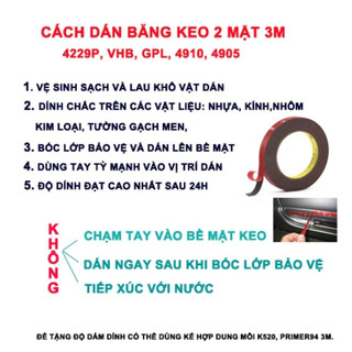 [Chính hãng] Băng Keo cường lực 2 mặt 3M™ Acrylic Foam Tape 4229P- Độ bám dính cao, lắp ráp nội ngoại thất ô tô..
