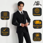 Bộ Suit nam cao cấp đen kẻ chìm hai khuy MRV674 — ảnh 1