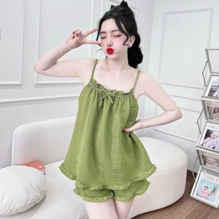 Đồ ngủ nữ BIGSIZE chất liệu đũi thoáng mát, bộ đồ ngủ pyjama mặc ở