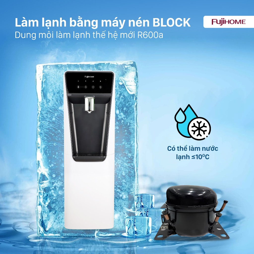 Máy lọc nước tinh khiết nóng lạnh FUJIHOME WP9201C Nhập Khẩu, Máy lọc 5 cấp + UV phù hợp mọi không gian