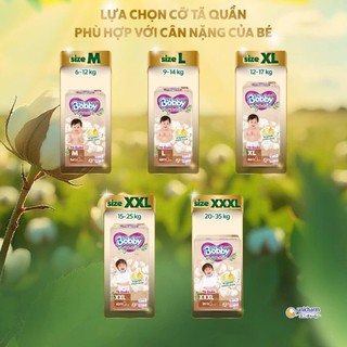 ( tặng quà) Tã/Bỉm Quần Bobby Organic Ban Ngày, Cotton Hữu Cơ, Thoáng Khí, Chống Tràn, Siêu Thấm Hút Cho Bé