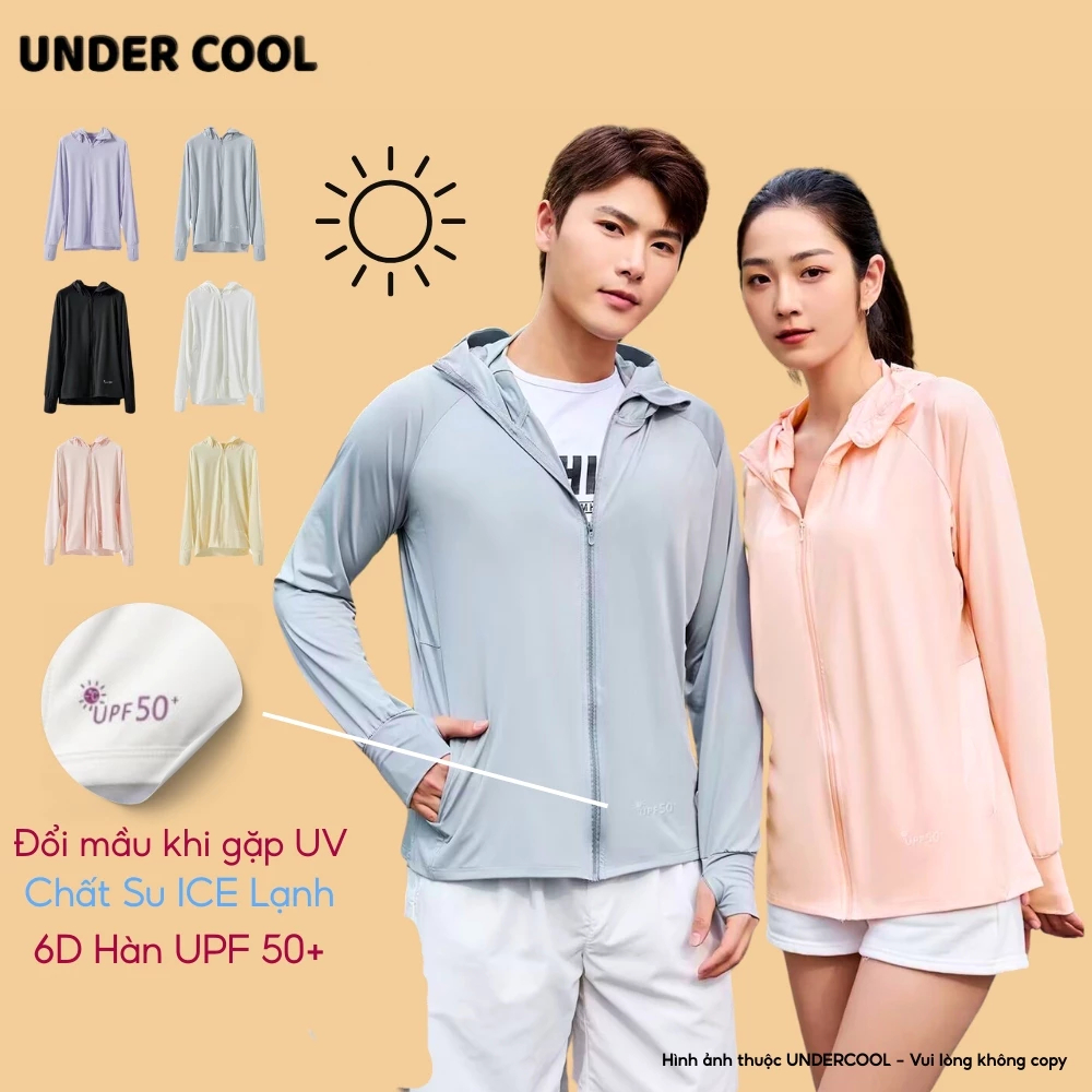 Áo chống nắng chất su ICE mát lạnh UNDERCOOL nam nữ 6D Hàn UPF 50+Áo chống nắng màu pastel ACN07