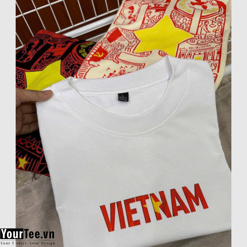 [ÁO THUN ĐỘC LẬP] Áo Thun Unisex In Chữ Việt Nam Kỷ Niệm Quốc Khánh Hình In Sắc Nét, Chất Liệu Cotton 100% 250 GSM