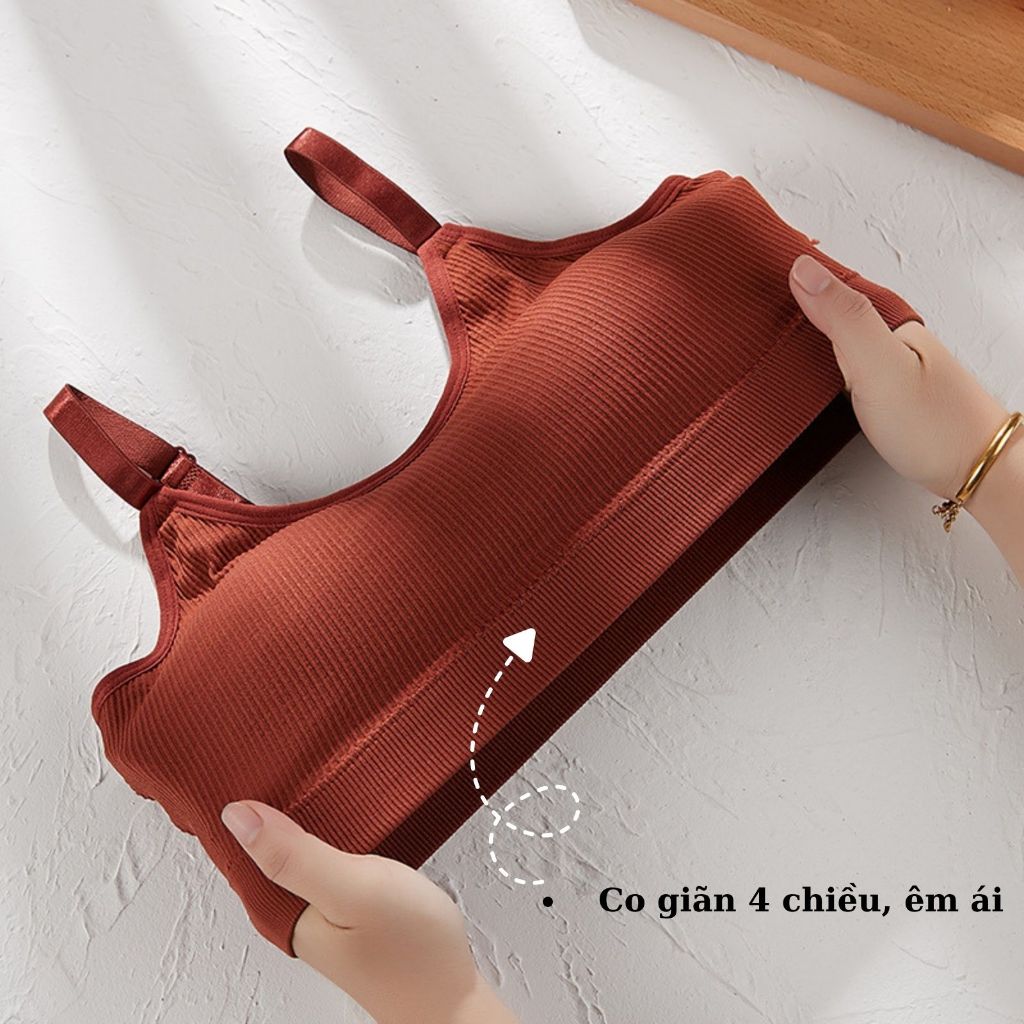 COMBO 3 Áo bra cotton gân tăm mút sẵn mỏng nhẹ có thể tháo rời dây điều chỉnh tiện lợi LANIXA B1182