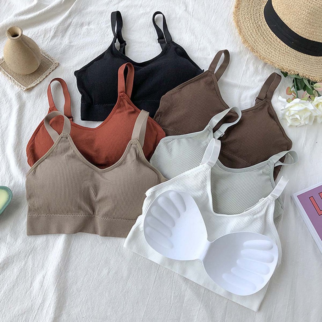 COMBO 3 Áo bra cotton gân tăm mút sẵn mỏng nhẹ có thể tháo rời dây điều chỉnh tiện lợi LANIXA B1182