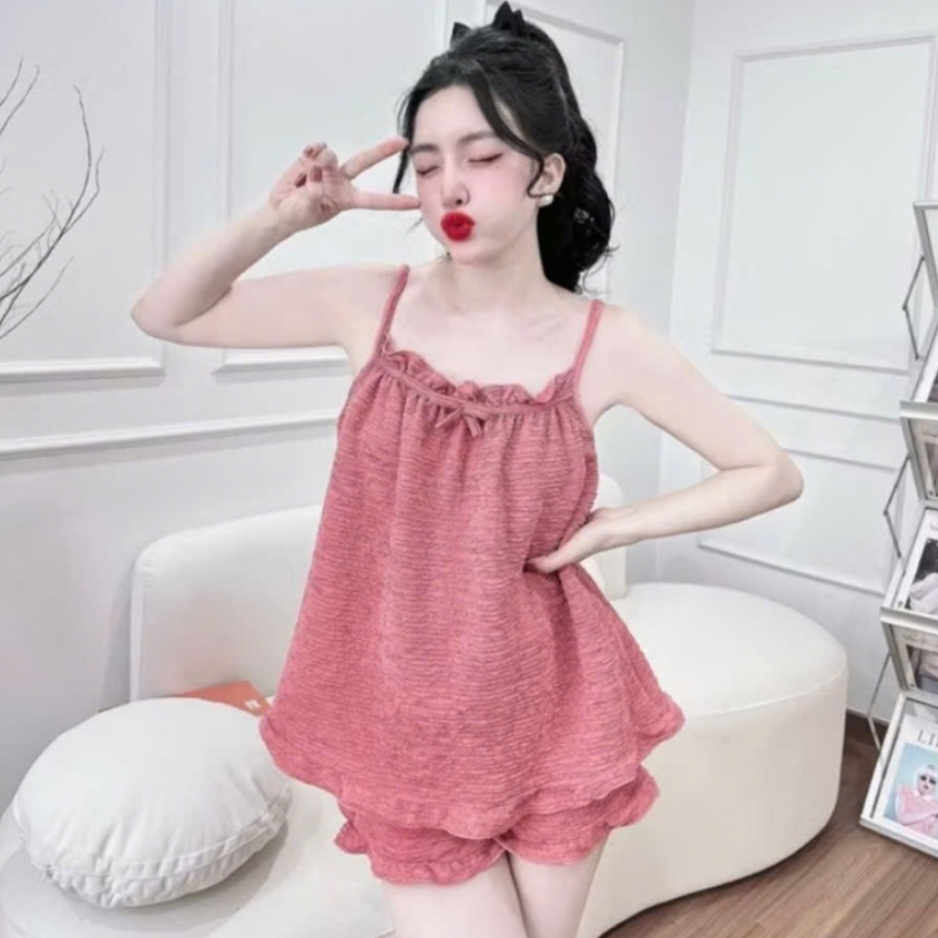 Đồ ngủ nữ BIGSIZE chất liệu đũi thoáng mát, bộ đồ ngủ pyjama mặc ở