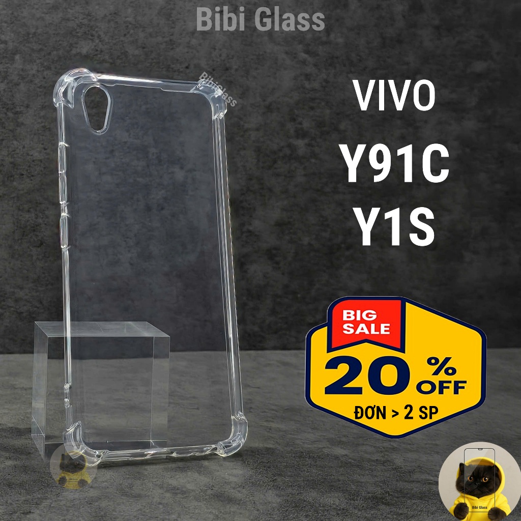 Ốp lưng Vivo Y91C / Y1S silicon trong suốt dẻo chống sốc va đập viền vuông bảo vệ cam điện thoại