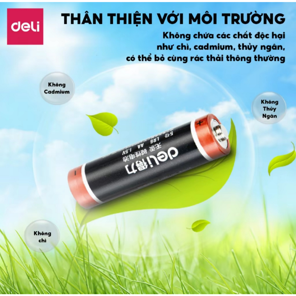[HOT SALE] Pin Kiềm Alkaline Deli Megactive 2A/3A 1.5V  Bền Lâu, Dung Lượng Lớn, An Toàn, Chính Hãng