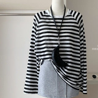 Áo Phông  Mỏng Kẻ Sọc Oversize Dài Tay Trẻ trung Phong Cách Cusual ,Vintage Phối đồ