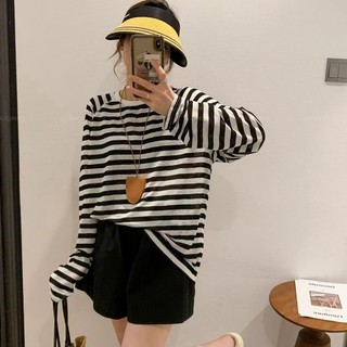 Áo Phông  Mỏng Kẻ Sọc Oversize Dài Tay Trẻ trung Phong Cách Cusual ,Vintage Phối đồ
