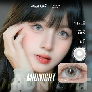 Lens áp tròng xám tây độ cận 0-8 Midnight hiệu Angel Eyes, dòng kính áp tròng xám khói chất liệu MPC 12h/ngày