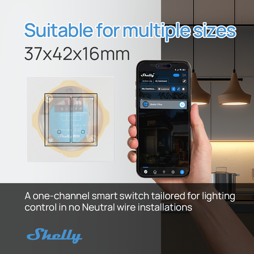 Shelly 2L Gen3 Công tắc thông minh WiFi Điều khiển chính xác kênh đôi Không cần dây trung tính