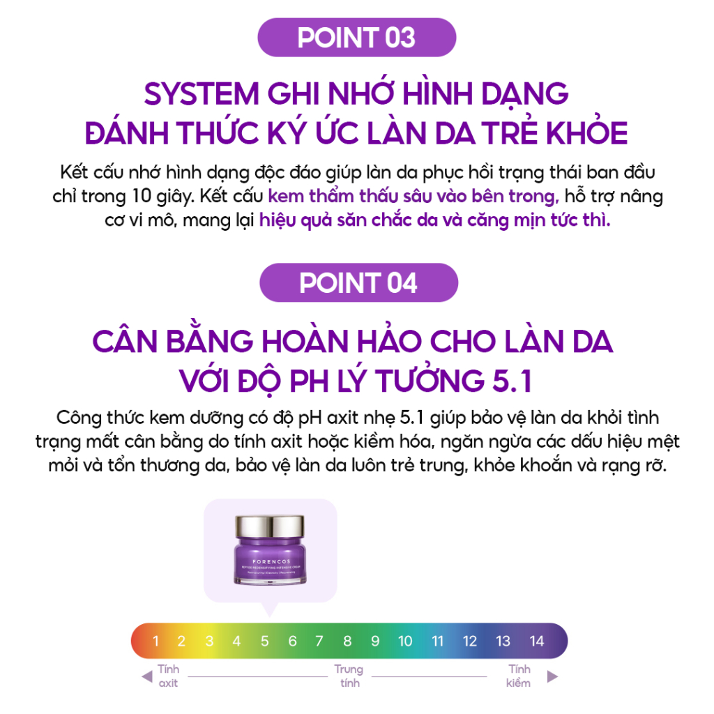 Kem dưỡng ẩm ban đêm hỗ trợ căng mịn và hỗ trợ làm chậm quá trình lão hóa Forencos Peptide Redensifying Intensive