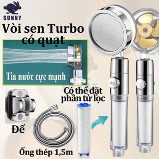 Bộ vòi sen quạt vàng 360 độ，Áp Cao Cấp Có Cánh Quạt Xoay 360 Độ Kèm Dây 1,5 Mét, Tay sen Nano Có Lõi Lọc Tia Nước Massag