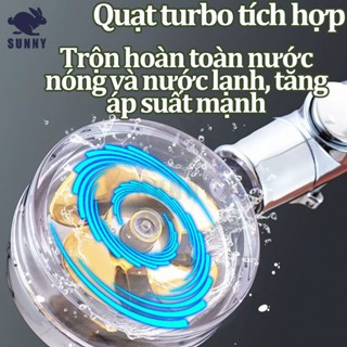 Bộ vòi sen quạt vàng 360 độ，Áp Cao Cấp Có Cánh Quạt Xoay 360 Độ Kèm Dây 1,5 Mét, Tay sen Nano Có Lõi Lọc Tia Nước Massag