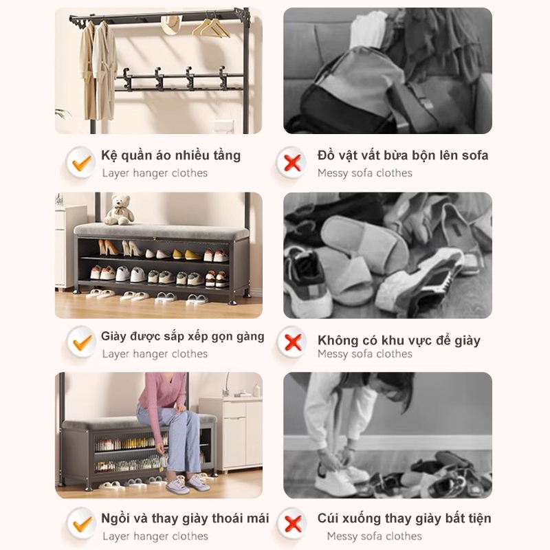 𝐎𝐥𝐢𝐟𝐞 Kệ Giày Đa Năng Kệ Giày Chống Bụi Giá Treo Áo Phong Cách Mới Kệ Để Giày Có Nhiều Móc Treo Đồ Tiện Tích