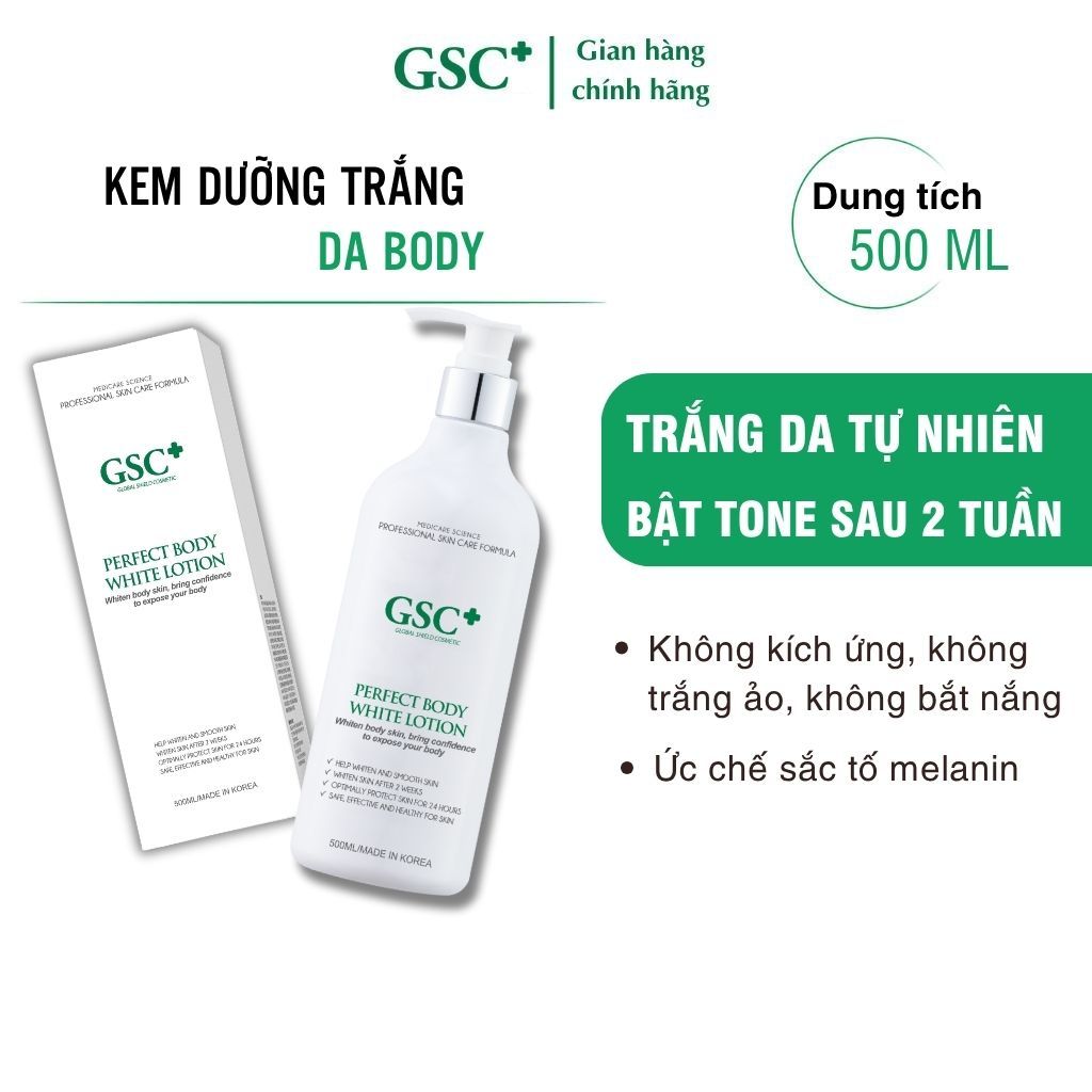 Kem dưỡng trắng da body GSC, trắng sáng, mờ thâm, chống nắng, GSC Perfect  Body White Lotion 500ml | Shopee Việt Nam