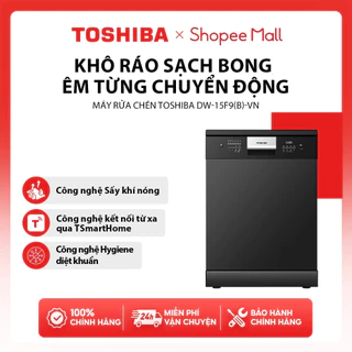 [Giao hàng + Lắp đặt] Máy rửa chén Toshiba DW-15F9(B)-VN - 15 Bộ Châu Âu - Bảo hành chính hãng