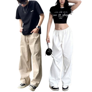 Quần baggy ống rộng nam nữ chất kaki dày đẹp thoải mái kiểu lưng thun cạp chun basic trẻ trung K1