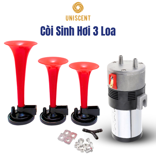 Còi Sinh Hơi 3 Loa/ Kèn Sinh Hơi/ Kèn Điện Sinh Hơi 3 Loa 24v Xe Tải VOXBELL Made In Italy- 120DB