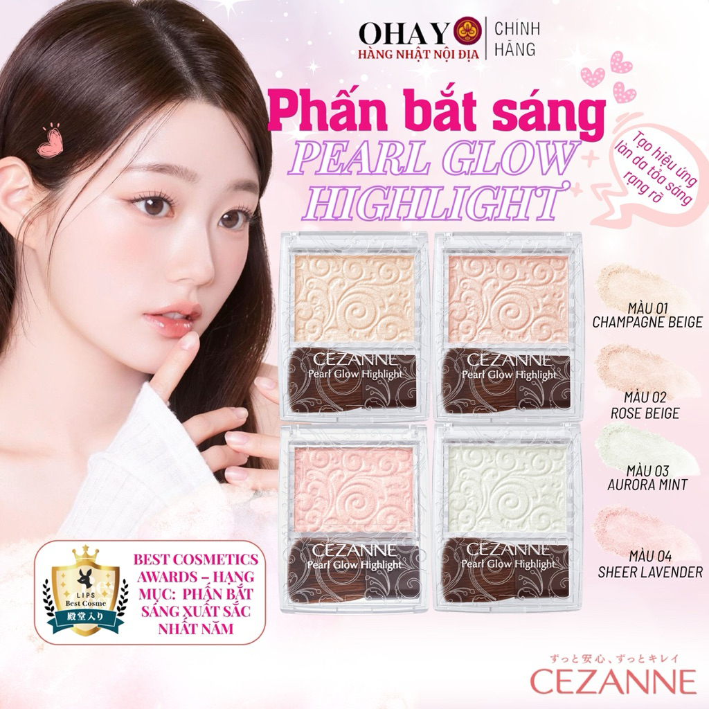 [CHÍNH HÃNG NHẬT BẢN] Phấn Bắt Sáng Cezanne Pearl Glow Highlight – Căng Bóng, Tự Nhiên, Lấp Lánh Như Sương
