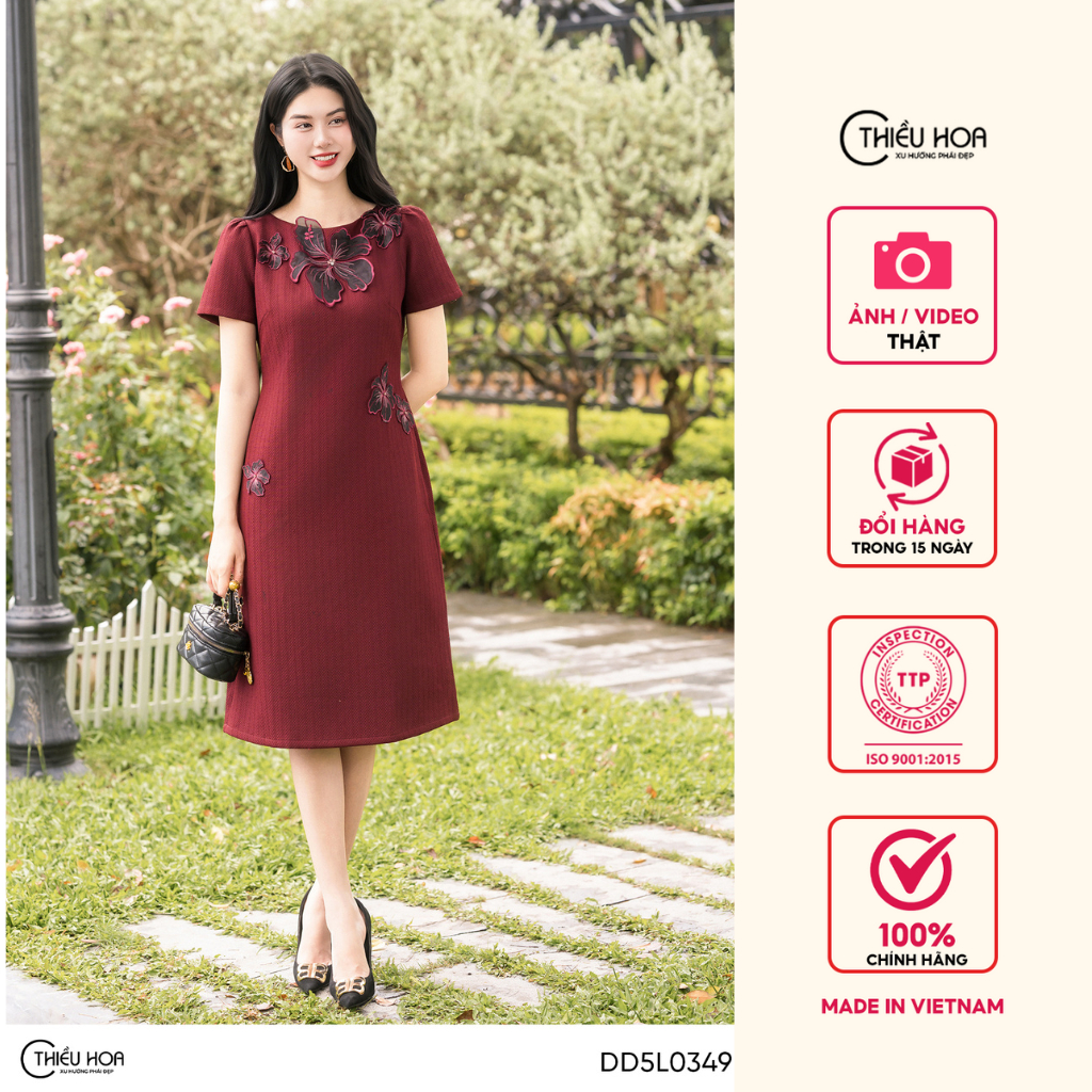 Đầm trung niên thiết kế sang trọng tinh tế chất liệu Tweed cao cấp thương hiệu Thiều Hoa DD5L0349