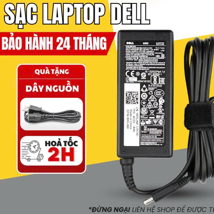 Sạc Laptop DELL 65W / 90W - Sạc Laptop Dell Chân To /Chân Nhỏ /Chân Type C BH 24 Tháng LỖI ĐỔI MỚI