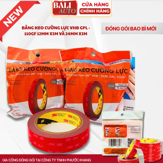 [Chính hãng] Băng Keo 2 mặt cường lực 3M™ VHB GPL-110GF 1.1mm- màu xám, 12mm x 3 mét và 24mm x 3 mét