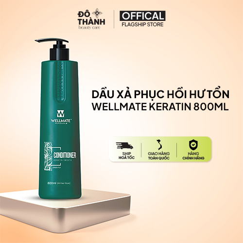 Dầu xả tóc mềm mượt tóc Wellmate Keratin cải thiện tình trạng tóc khô xơ chẻ ngọn gãy rụng không gây tóc 800ml