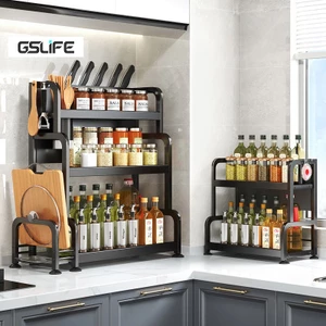 Gslife Kệ Gia Vị Nhà Bếp 2 Tầng Bằng Thép Cacbon, Đa Năng Tiện Dụng, Chống Gỉ Sét