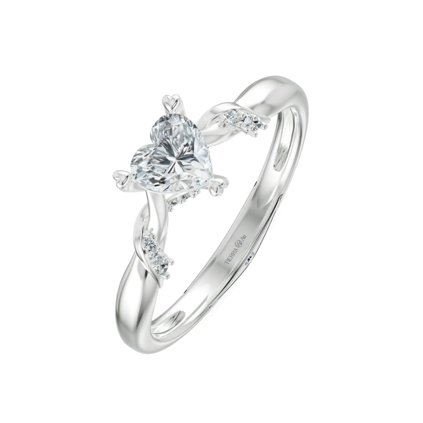 [CHAT TRƯỚC KHI ĐẶT] Nhẫn Cầu Hôn Tierra Satin Plait NCH8415 Vàng 14K 18K, Tấm CZ/ KC, Đính Chủ Trái Tim Đá CZ