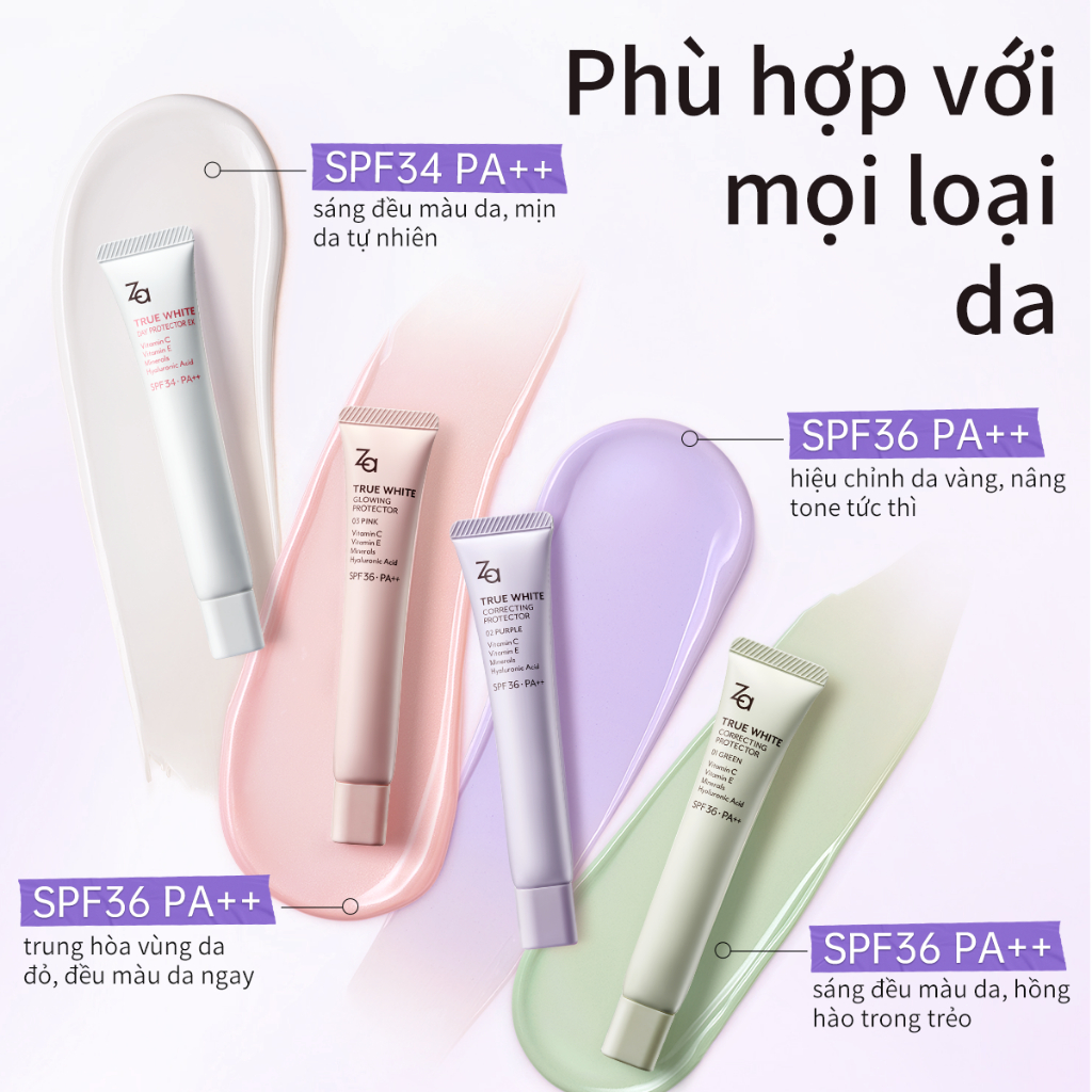 Za Kem Lót Kiềm Dầu Nâng Tone SPF 35g Kem Lót Trang Điểm Dưỡng Da All-in-One
