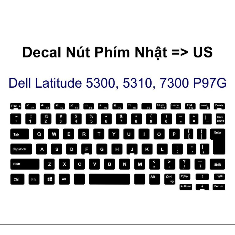 Bộ Decal Nút Phím Chuyển Ký Tự Nhật Sang US Cho Laptop Dell Latitude 5310,5300 ,7300 P97G