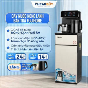 Cây nước nóng lạnh bàn trà cafe nhập khẩu FujiHome, máy nước uống nóng lạnh bình âm điều khiển từ xa cài nhiệt độ nóng